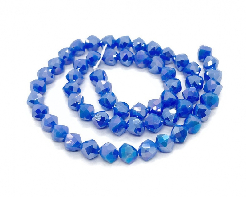Бусины стеклянные форма ромбик с огранкой цвет синий размер 6,5мм Синий