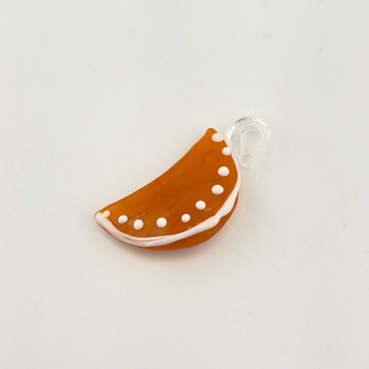 Подвеска долька мандарина размер 22*46,5мм материал стекло